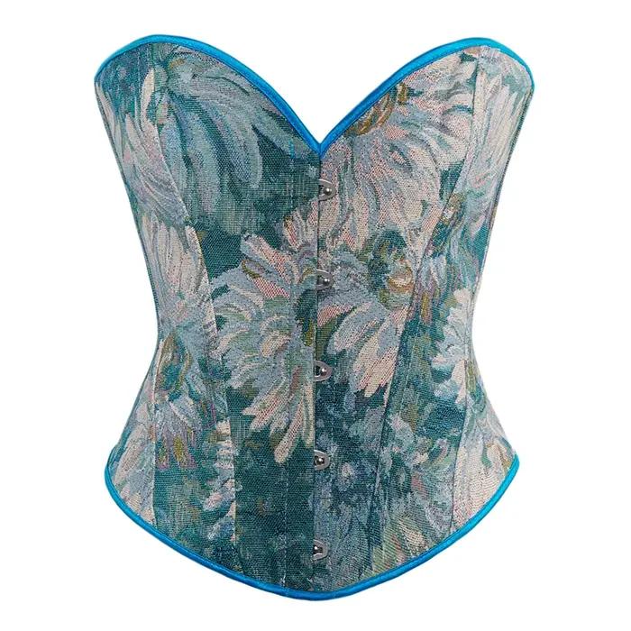 Corset en os avec bretelles serrées, costume de palais sexy, cadre en acier, gilet multicolore audio