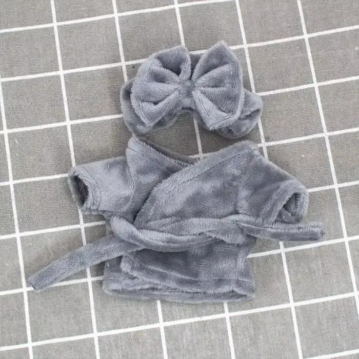 Pyjama en velours beurre, vêtements de sommeil, accessoires mignons, noir, rose, gris, blanc, 15cm, 