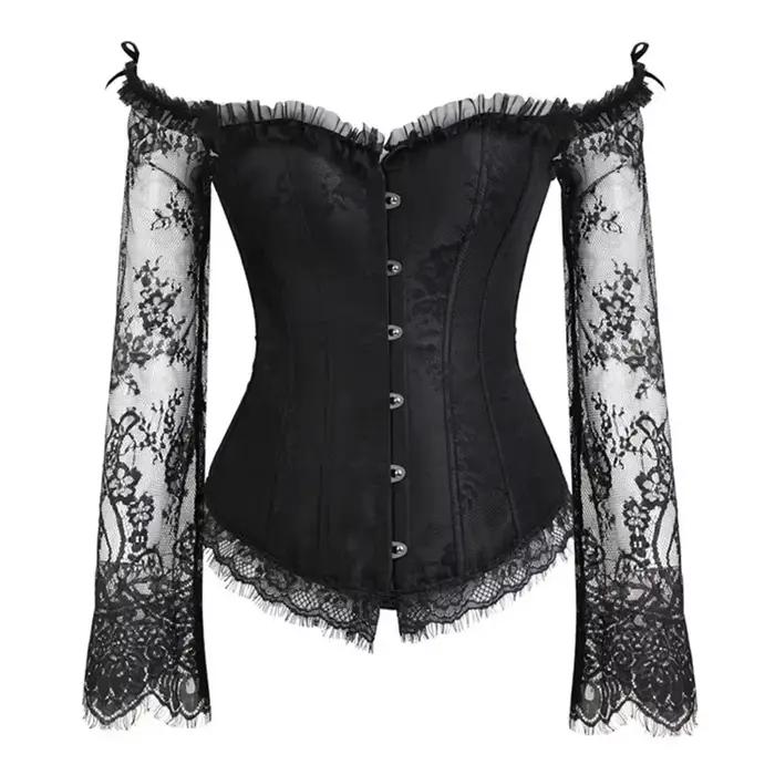 Femmes Sexy hauts Corset manches longues victorien Bustier Vintage gothique surbuste Burlesque manch