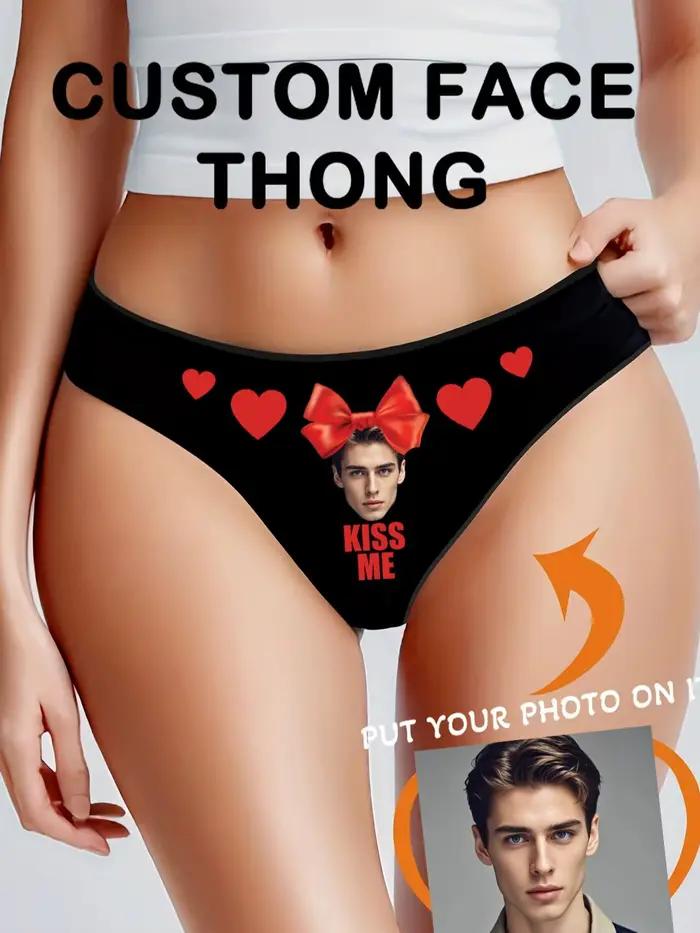 Slip taille basse sexy personnalisable avec avatars de couple et lettre d'amour imprimée pour hommes