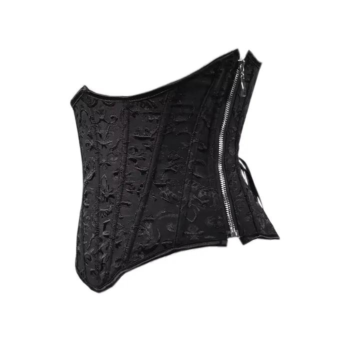 Corset Bustier Femme avec Fermeture Éclair, Lacets Sous le Buste, Hauts Sculptants à Baleines, Impri