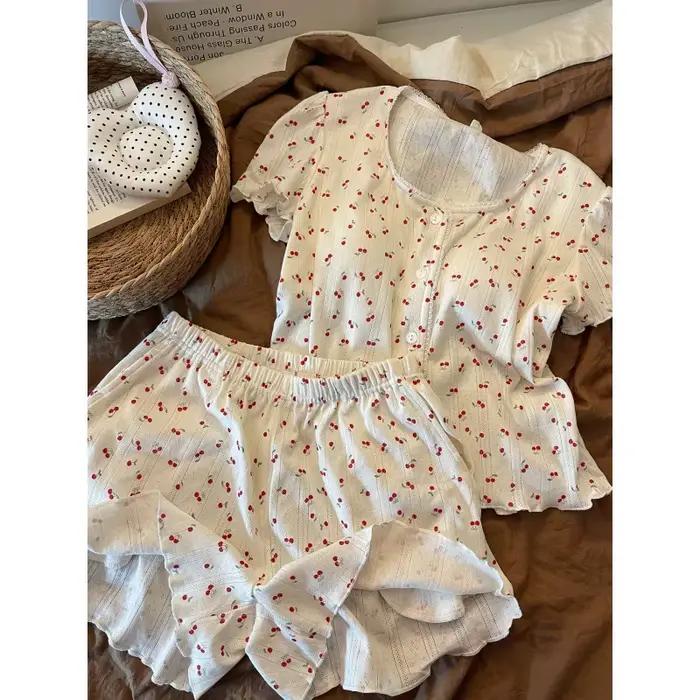 Nouveaux pyjamas d'été pour femmes, pyjamas imprimés mignons pour filles, fins avec coussinets de po