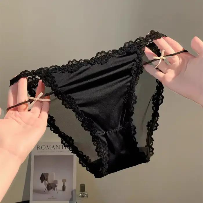 Culottes en dentelle style français, taille basse, fines, en maille ajourée, en satin de soie, pour 