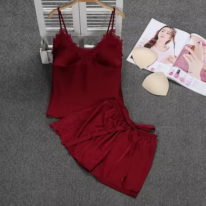 Ensemble pyjama en dentelle ajourée, Lingerie intime Sexy, short, costume printemps été, nouveaux vê