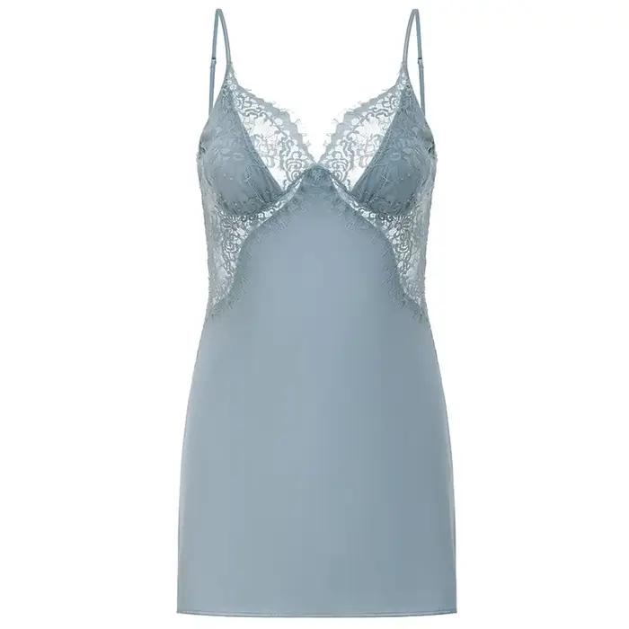 Chemise de nuit en dentelle pour femmes, vêtements de nuit sexy, robe de nuit mince, vêtements d'int