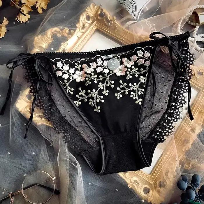 Sous-vêtements en dentelle Vintage pour femmes, culotte Sexy à motif floral, slip sans couture, tail