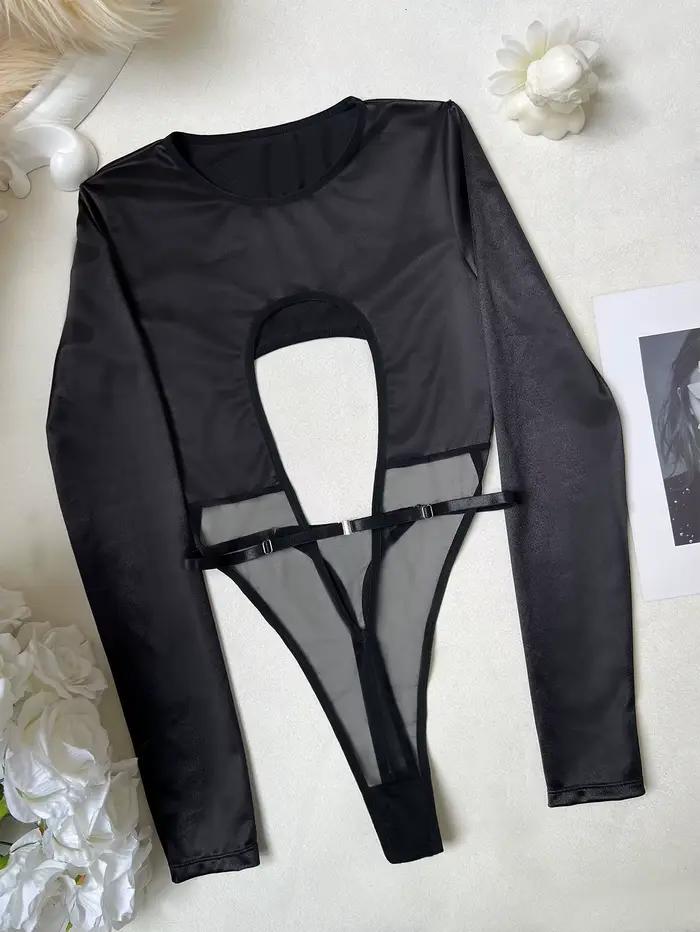 Ellolace Body séduisant femmes charmant creux à manches longues dos nu string corps Sexy chaud Lingi