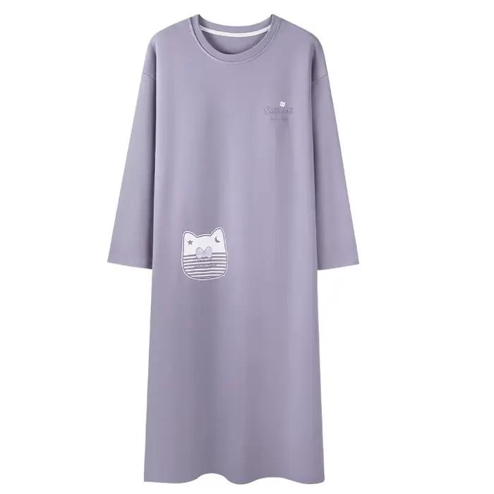 Nouvelle robe de nuit pour femmes en coton 100% pour le printemps et l'automne, imprimé de dessins a