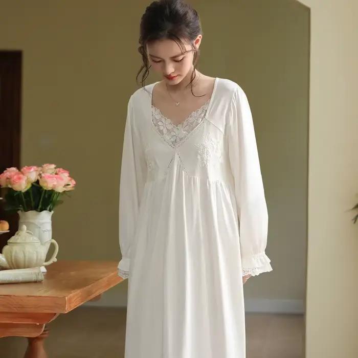 Chemise de nuit victorienne Vintage pour femmes, dentelle brodée, Style palais, robe de nuit princes