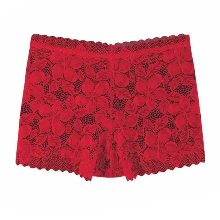Taille moyenne dentelle maille florale évider culotte coton entrejambe mince femmes Anti-éblouisseme