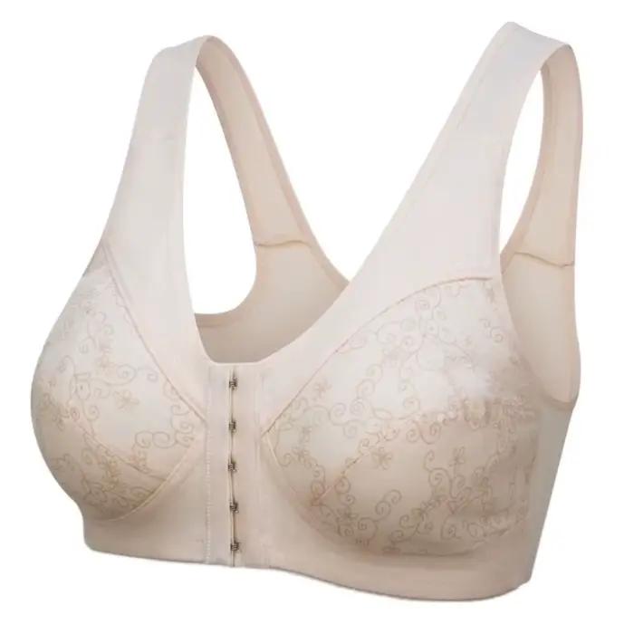 Soutien-gorge confortable et fin à boutons avant, bretelles larges, pratique pour les personnes âgée
