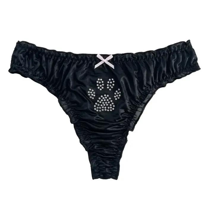 Culottes Lolita Patte de Chat Kawaii en Coton avec Strass, Strings Confortables Quotidiens, Slips Do