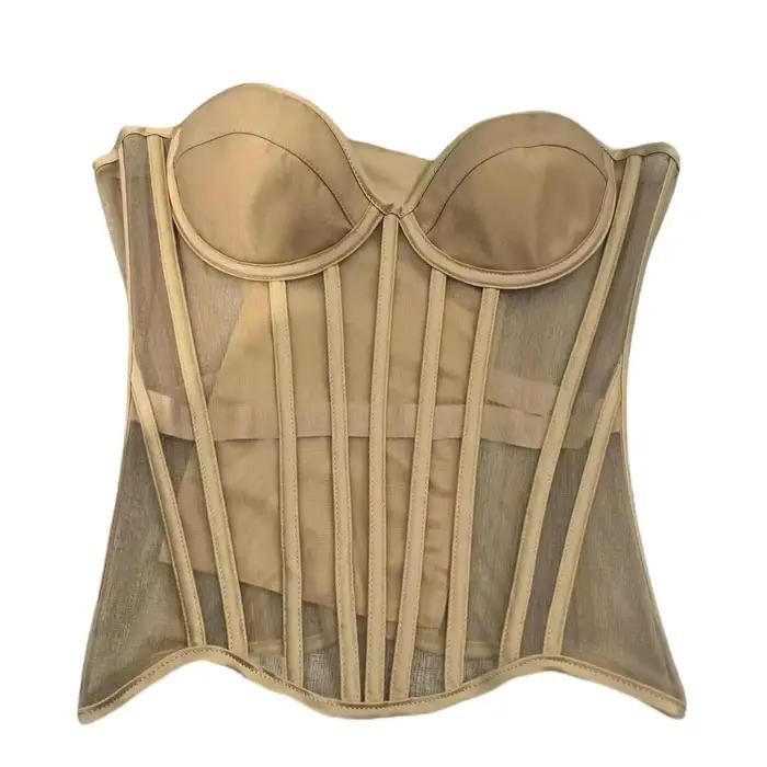Corset fantaisie pour femmes, Bustier avec grandes bonnets, Push Up, poitrine, corsage désossé, sans