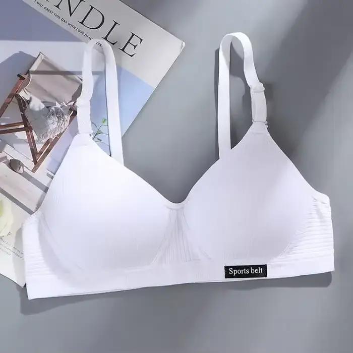 Soutien-gorge en coton pour femmes, bonnet AB, sous-vêtements sans fil, confortable, soutien-gorge e