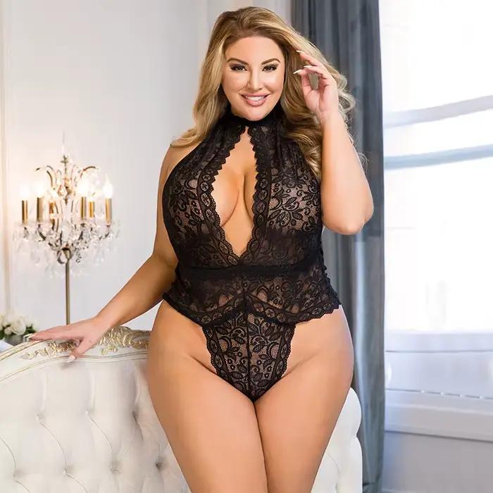 Comeondear Body femme grande taille Traf corps hauts découpé tenue Sexy dentelle Body barboteuses do