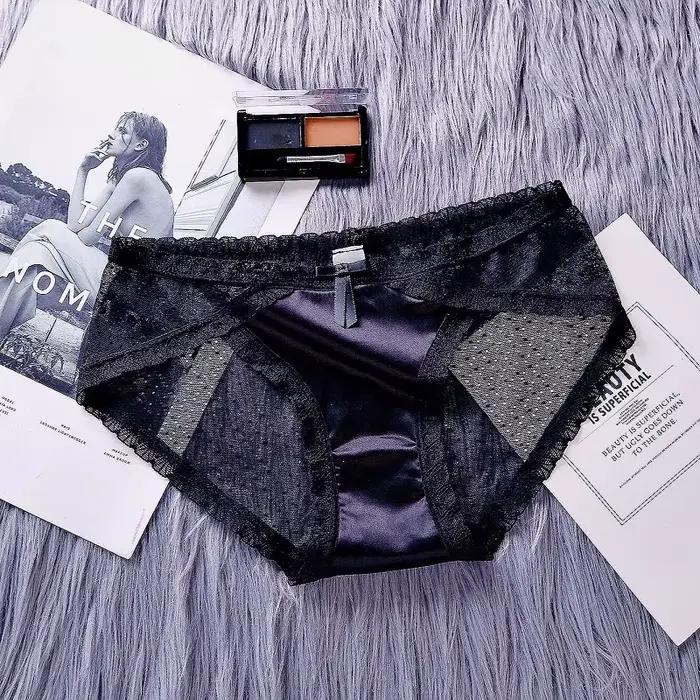 Culotte en Satin pour femmes, sous-vêtements en dentelle, slip Sexy pour dames, sous-vêtements décon