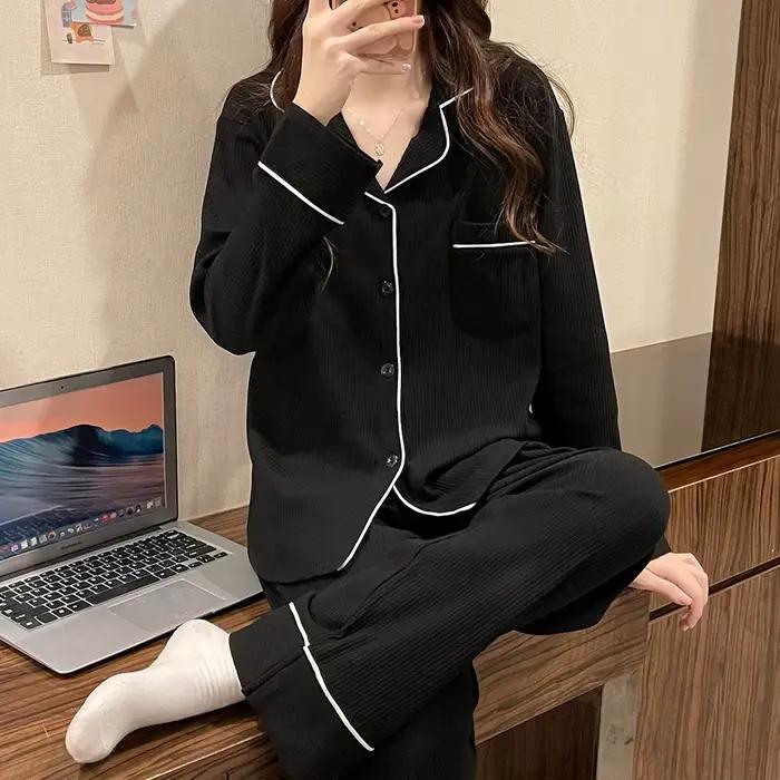 Nouvel ensemble de pyjamas imitation pour femmes, vêtements d'intérieur pour filles, pyjamas printem