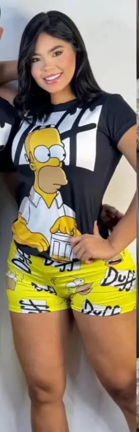 Potdemiel The Simpsons Homer Simpson Ensemble pyjama imprimé pour adultes et enfants, t-shirt et sho
