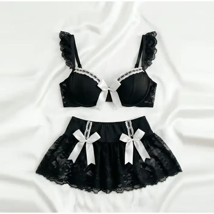 Ensemble soutien-gorge et mini-jupe fantaisie, lingerie sexy sans couture pour femme, tenue de cospl