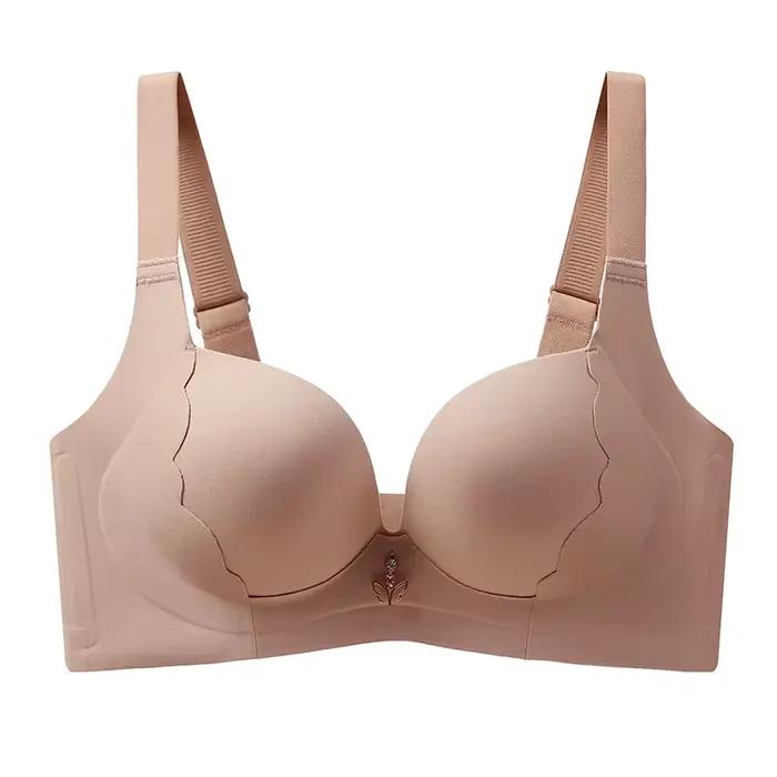 Soutien-gorge sans couture pour femmes, grande taille, brassière sans fil, légèrement doublé, couver