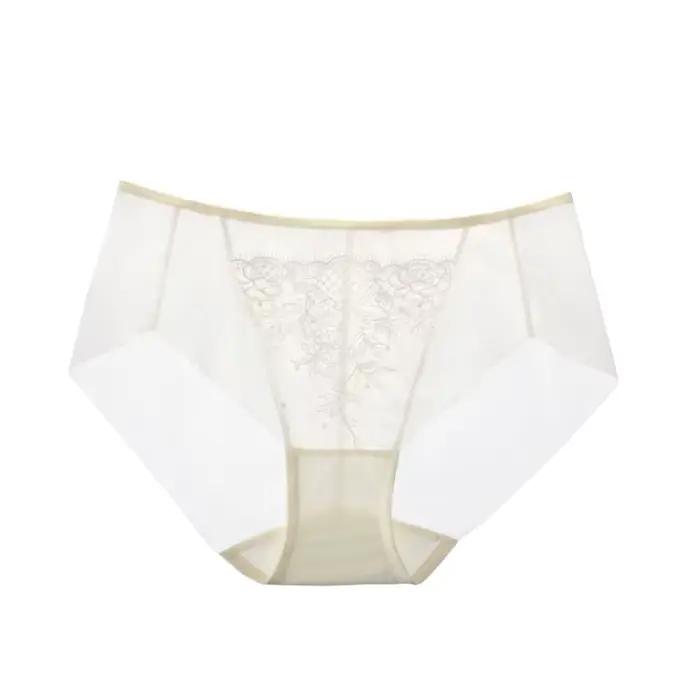 SUJIIN Sexy dentelle brodée culottes pour femmes été sans couture taille moyenne mince bref respiran