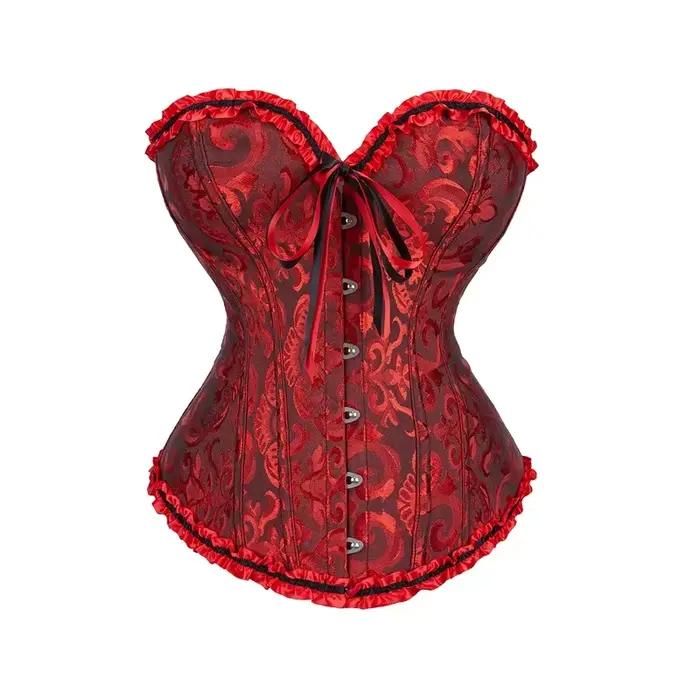 BurVogue femmes à lacets Sexy Floral désossé Corset surbuste corps Shaper BustierLingerie Bodyshaper