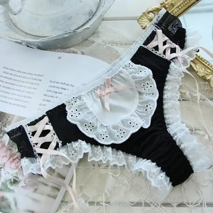 Mignon Kawaii dentelle culottes femmes japonais coton Shorts Sexy Lingerie Lolita à lacets romantiqu