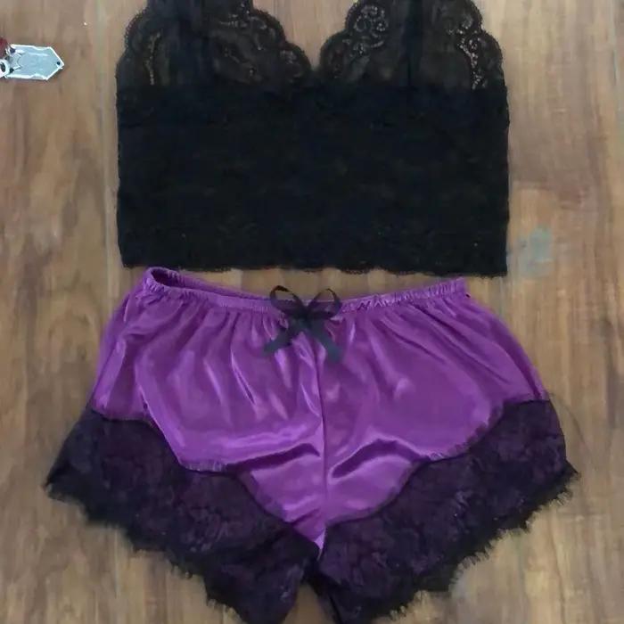 Pyjamas sexy pour femmes 2 pièces haut short ensemble vêtements de nuit vêtements dentelle pyjamas s