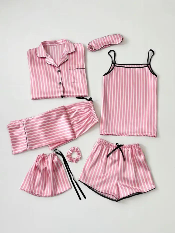 Luxueux imprimé ciel étoilé pour femmes, ensemble pyjama en satin imprimé léopard, haut à col de poc