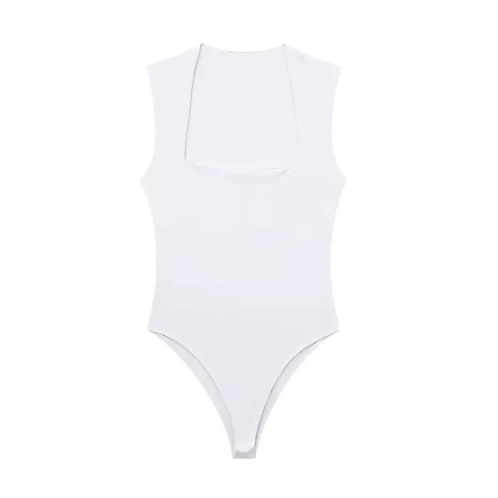 Body slim pour femmes, mode Sexy, col carré, sans manches, bouton-pression, combishort féminin, Muje