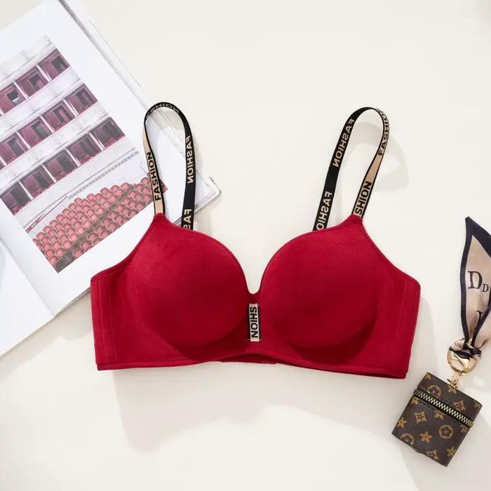 Nouveau soutien-gorge push-up rouge lisse pour petites poitrines, rembourrage épais sans couture, so