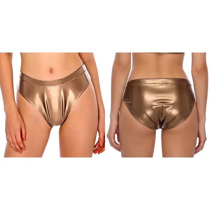 Mini-culottes string en latex effet mouillé brillant pour femme, idéales pour la plage, les raves, l