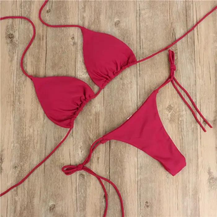 Maillot de bain d'été sexy pour femme, ensemble bikini push-up rembourré, string, deux pièces, tenue