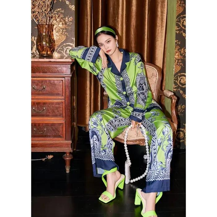 Pyjama de style bohème original pour femmes, ensemble de vêtements de nuit à manches longues, de hau