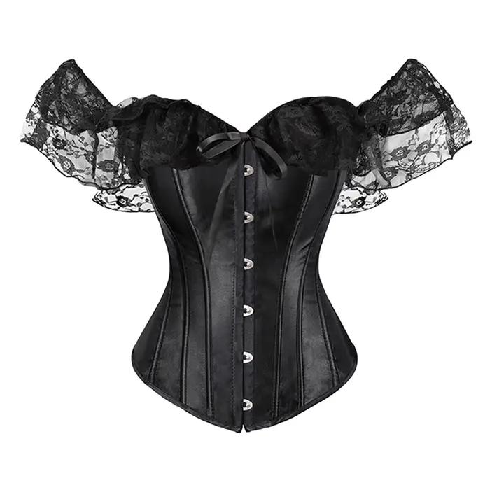Grande taille 6XL élégant dentelle nœud papillon haut Corset pour les femmes été sans manches dos nu