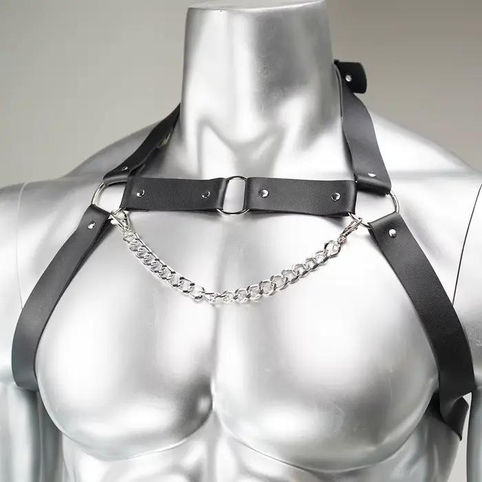 Harnais de poitrine en cuir avec chaînes, tenue quotidienne, lingerie chaîne de corps en cuir, acces