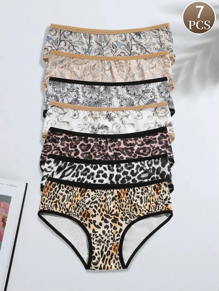 Lot de 7 nouvelles culottes bikini imprimées en soie de lait, taille mi-basse, effet ventre plat, re