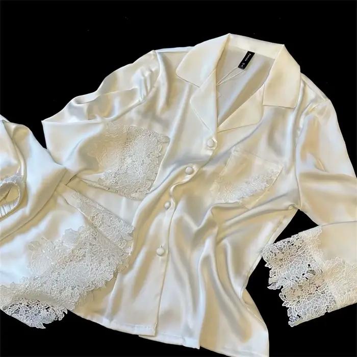 Pyjama Femme soie Satin vêtements de nuit pour vêtements de nuit nouvelle mode dentelle maison vêtem