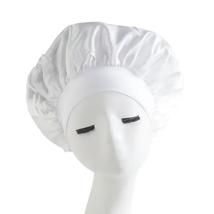 Bonnet de nuit en Satin à larges bords, bandeau en soie pour dormir, avec bande disquette élastique,