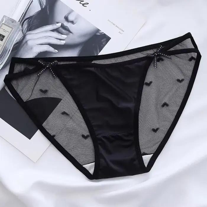 Culotte transparente en maille "Coussins" pour femme, slip à double nœud papillon, sous-vêtement dou