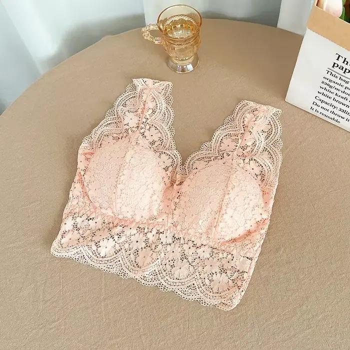 Soutiens-gorge en dentelle pour femmes, lingerie sexy à col en V profond, débardeurs sans armatures,