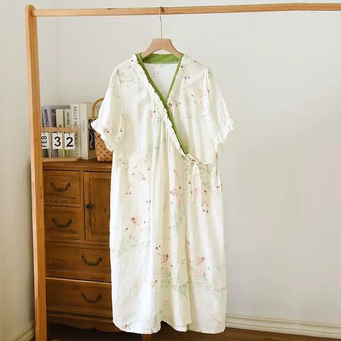 Chemise de nuit de style kimono en tissu de bambou pour femmes printemps et été chemises de nuit de 