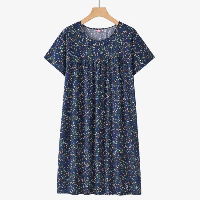 Nouvelle chemise de nuit à manches courtes pour femmes d'âge moyen et âgées, pyjama d'été léger, rob