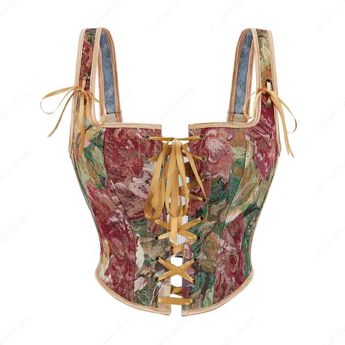 Corset Floral pour femmes élégant à lacets haut Corset Sexy Vintage Corset Shapewear