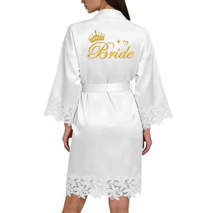 Élégant dentelle équipe mariée mariage peignoir Robe de mariée mariée demoiselle d'honneur Robes de 