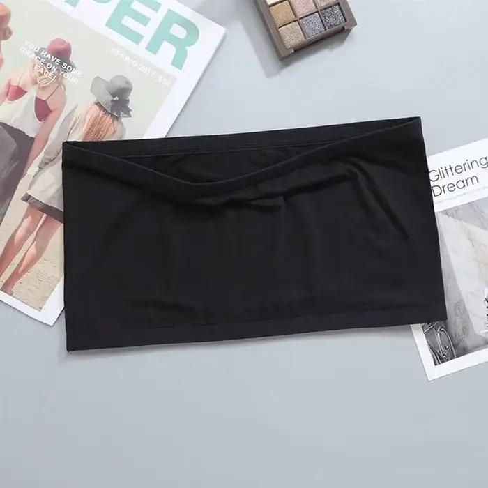 Soutien-gorge invisible push-up pour femme, lingerie sans couture, bustier tubulaire noir et blanc