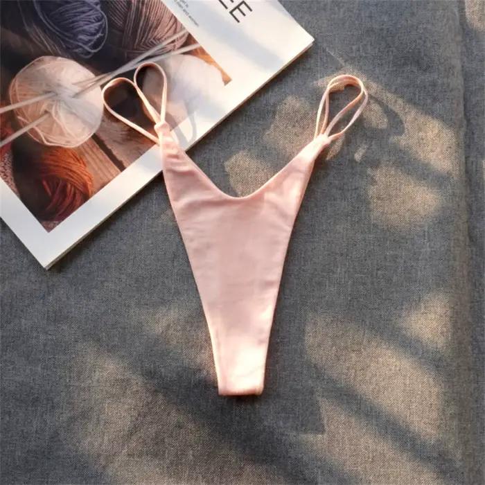 Culotte tanga brésilienne en coton pour femmes, sous-vêtements Sexy, couleur unie, 1/2 pièces