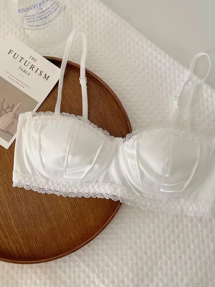 Soutien-gorge en dentelle satinée pour filles, coquille de palais, sexy, anneau non en acier, linger