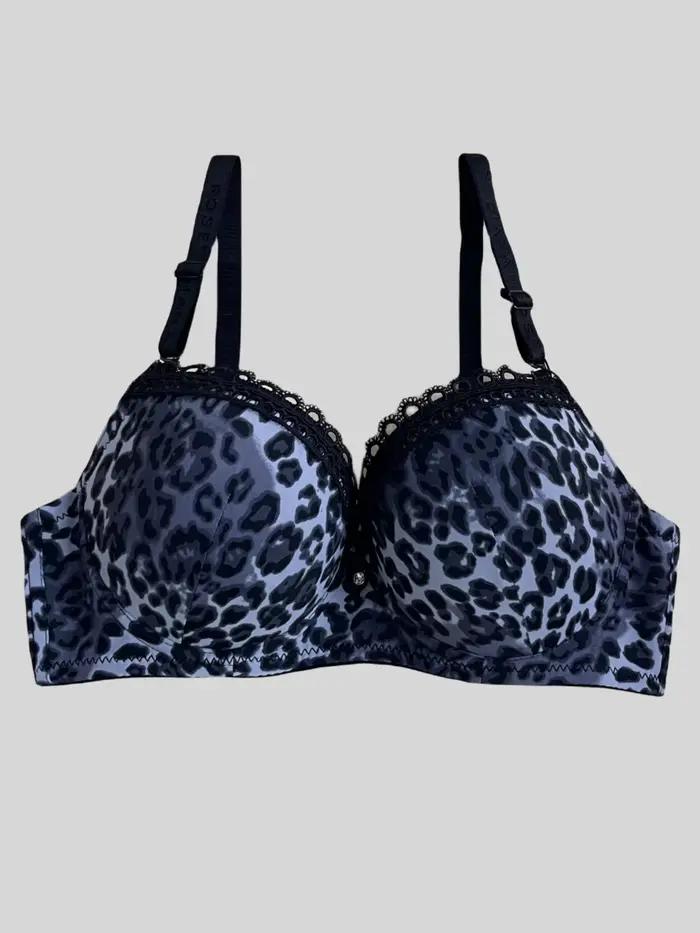 Diana-Soutien-gorge push up à imprimé léopard rose pour femme, avec anneau en acier, bonnet B, sous-