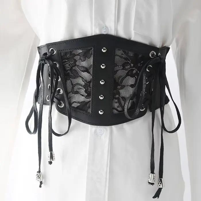 Corset Noir Sexy en Dentelle pour Femme, Bandage de Taille sous le Buste, Bustier Amincissant, Large